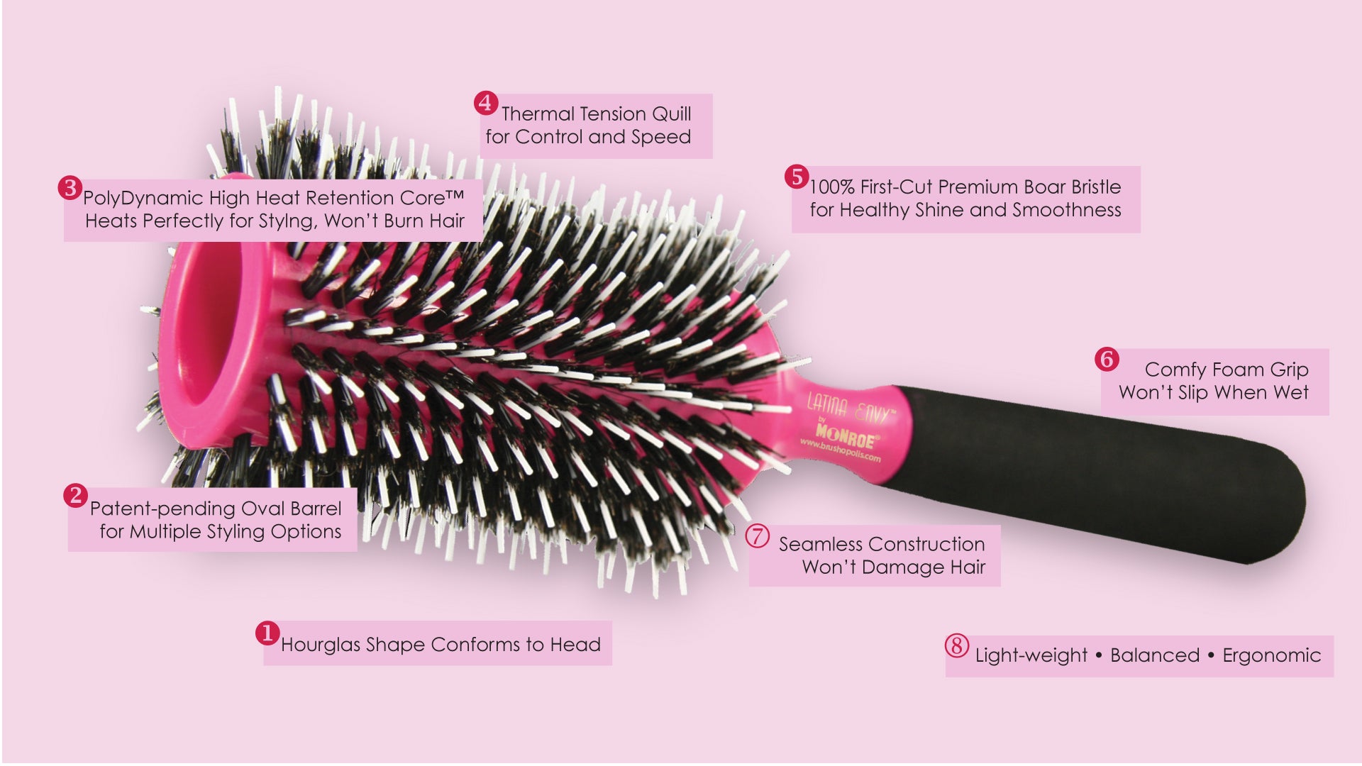 MONROE LATINA ENVY Hourglass Oval Styling Brush